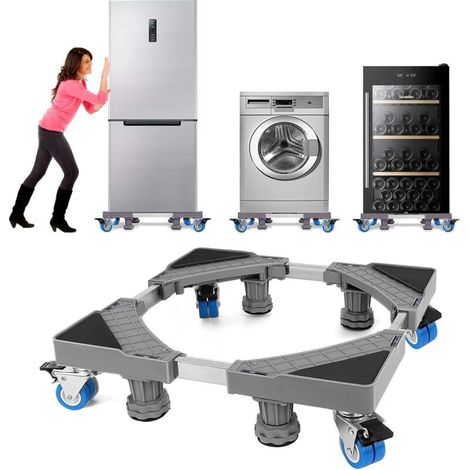 Supporto per lavatrice e asciugatrice da 2,4 metri con 4 ruote, base regolabile per lavatrice (altezza 45–68 cm), base antiurto e antiscivolo per lavatrice (capacità di carico: 500 kg)