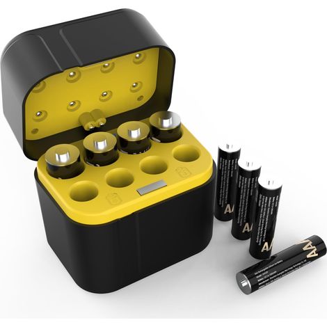 Lot de 8 piles rechargeables au lithium AAA avec chargeur, 1,5 V, 1300 mWh, haute capacité, jusqu'à 1600 cycles de charge, avec boîte de rangement, compatible avec caméra extérieure (1/5)