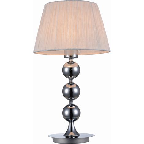 Lampe de table Candellux Clara chromée abat-jour blanc (1/2)