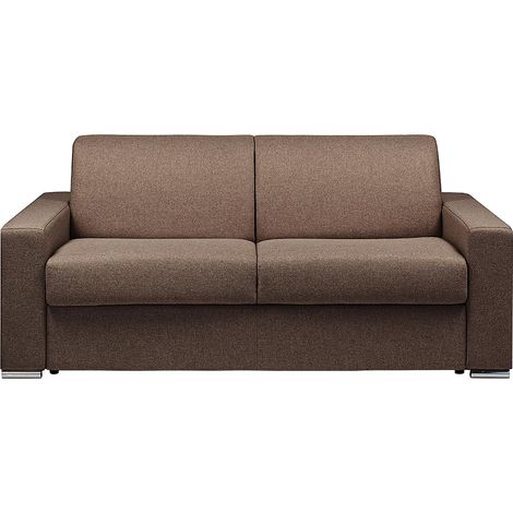Divano letto 3 posti a ribalta in Tessuto Marrone - Larghezza Materasso 140 cm - Spessore 14 cm - CALITO
