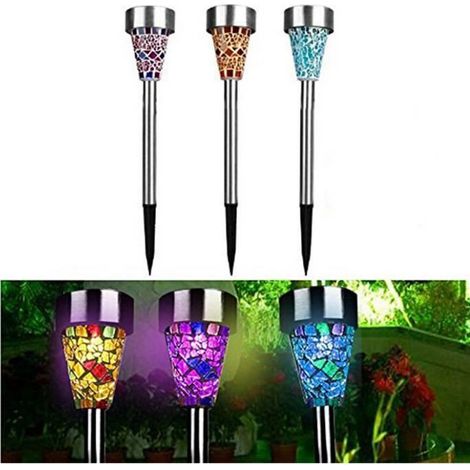 Lampe de jardin solaire LED éclairage extérieur pelouse lampadaires (1/4)