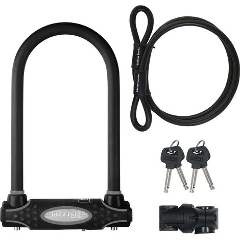 MASTER LOCK Bügelschloss mit Schlaufenkabel [Schlüsselschloss] [mit Halterung] [Zertifiziertes Fahrrad Schloss - Secure-Gold-Zertifikat] 8274EURDPRO - Ideal für Fahrräder (1/5)