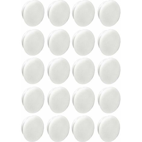 Packung mit 20 weißen Kunststoff-Schraubkappen, 10 mm x 13 mm. Universelle Schraubenabdeckungen zum Schutz von Schrauben. Ideal für beengte Platzverhältnisse und saubere Oberflächen. (1/2)