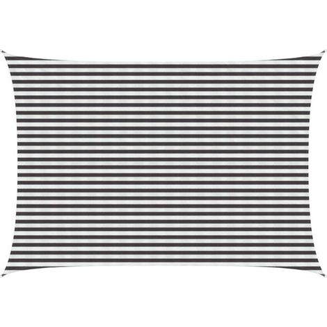 Voile d'ombrage gris anthracite et blanche 3 x 6 mètres en PEHD (1/5)