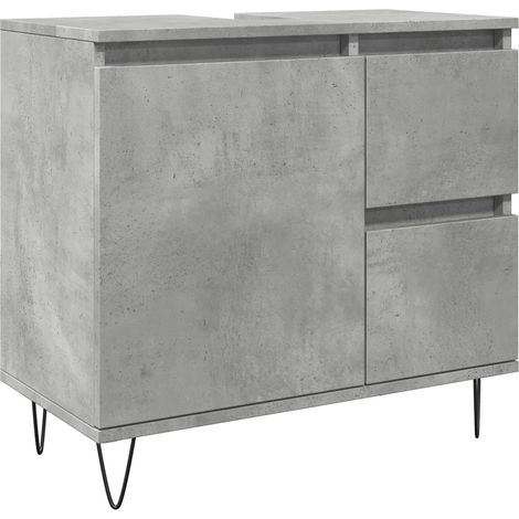 Meuble lavabo de salle de bain design industriel avec rangement 65 x 33 x 60 cm en bois gris béton
