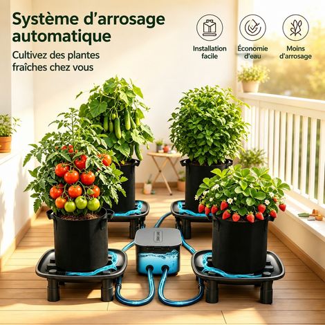 Mars Hydro – Système de drainage automatique 4 plateaux avec pompe 25W – Évacuation de l’excès d’eau – Pour 4 pots – Kit complet avec tuyauterie