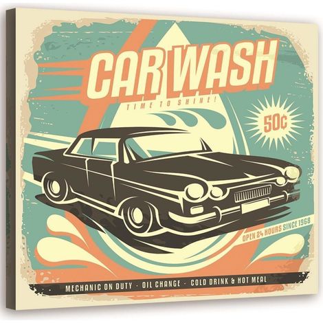 Tableau sur toile Panneau Vintage Car Wash 40x40 (1/4)