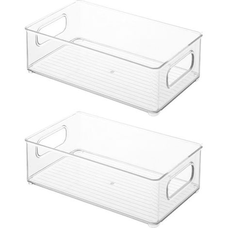Petits bacs de rangement en plastique avec poignées pour salle de bain, idéaux pour organiser placard, penderie, coiffeuse ou étagère. Organisateur d'accessoires pour piluliers transparents. (1/5)