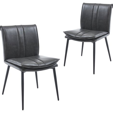 Wahson Dining Chairs 2Pcs in PU Leather Modern Industrial Kitchen Chairs with Backrest for Living Room Restaurant, Green (1/5)