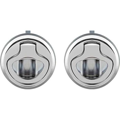 Loquet Trappe Affleurant - Alliage De Zinc - Trou De Coupe 38 mm - Pour Portes Et Tiroirs Épaisseur 1 À 10 mm - Argent - Lot De 2 (1/4)