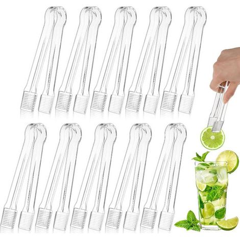 10 pinzas de plástico transparente para hielo, pinzas para hielo con dientes, pinzas para bar/barbacoa, mini pinzas para cubitos de hielo (1/2)
