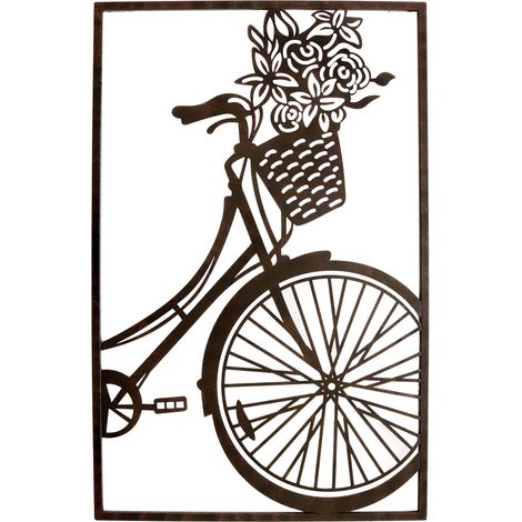 Signes Grimalt Ornamento da parete per bicicletta con applique in metallo grigio vintage 75x48x1 cm