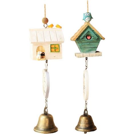 Carillon éolien en bois de style japonais, cloche à vent de style cabane pour la décoration de jardin (lot de 2) (1/5)