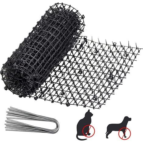 Tapis Anti-Chat avec Pointes Chien Chat Scat Spike Mat Grille Tapis Anti-Chiens De Dissuasion Pointes Répulsif Dissuasif avec 8 Piquets en Métal pour Canapé Murs Intérieur Extérieur 45cm4M (1/5)