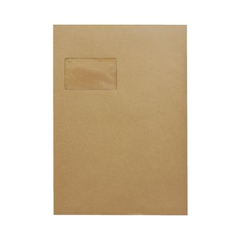 Versandtasche DIN C4 229 x 324 mm (B x H) mit Fenster 90g/m² mit Haftklebung natronbraun 25 St./Pack. (1/4)