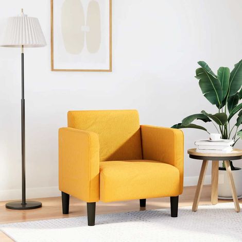 Fauteuil canapé avec accoudoirs en velours côtelé jaune clair 69 x 68 x 74,5 cm - PANGIVO (1/5)