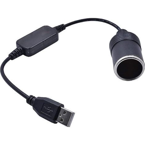 Convertisseur USB A mâle 5 V vers prise allume-cigare femelle 12 V pour enregistreur de conduite, GPS (moins de 8 W), 35 cm (1/5)