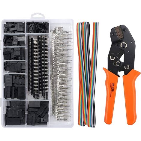Dupont-Ratschen-Crimpzange SN-28B Zange mit Dupont-Stecker-Buchse-Stiftstecker-Kit 2,54-mm-Stiftsortierte Aderendhülsen Flachbuchsen-Kabel-Crimpwerkzeug (1/5)