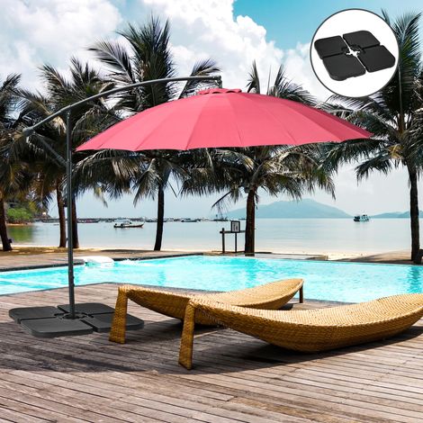 Lot 4 dalles lestage parasol déporté à remplir eau/sable jusqu'à 60/80kg 99x99x8cm, noir