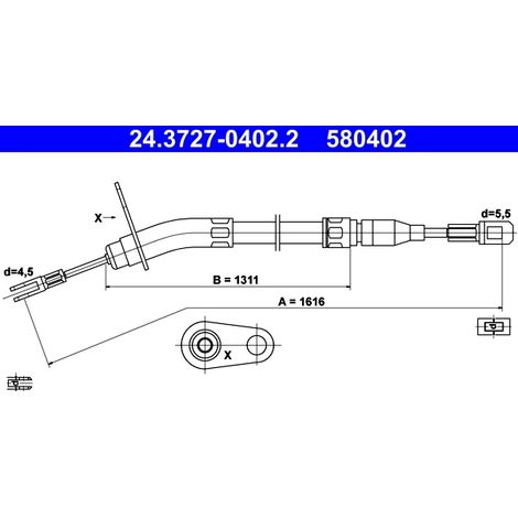 Tirette à câble, frein de stationnement ATE 24.3727-0402.2 MERCEDES-BENZ