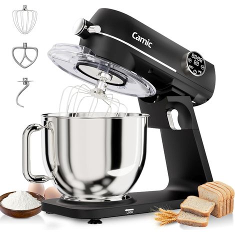 1800W All-Metal Pastry Mixer with 8L Stainless Steel Bowl 10 Speed, LED Touch Screen, Timer, Dough Mixer with Whisk, Kneading Hook and Beater for Preparing Cakes and Breads (1/5)