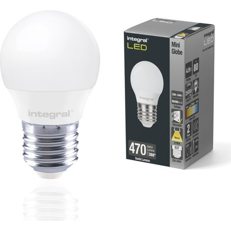 Integral Ampoule LED - E27 Balle de golf Chaud 2700K, 470LM, 4.9W(équivalent à 40W)ampoule dépolie dimmable - Paquet de 2 - Efficace en énergie, Pour appliques murales (1/5)