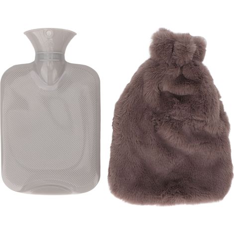 Bouteille d'eau chaude 1000ml transparente en PVC, coussin chauffant portable mignon avec housse douce pour étudiant (1/5)