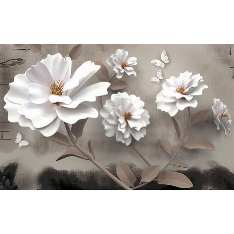 Papier peint panoramique - Fleurs 3D - 130 cm x 81 cm (1/2)