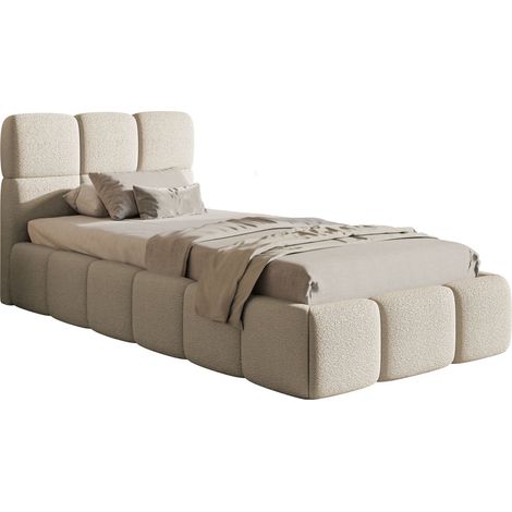 Selsey Cloudy – Polsterbett 90x200 cm, Bouclé Hellbeige