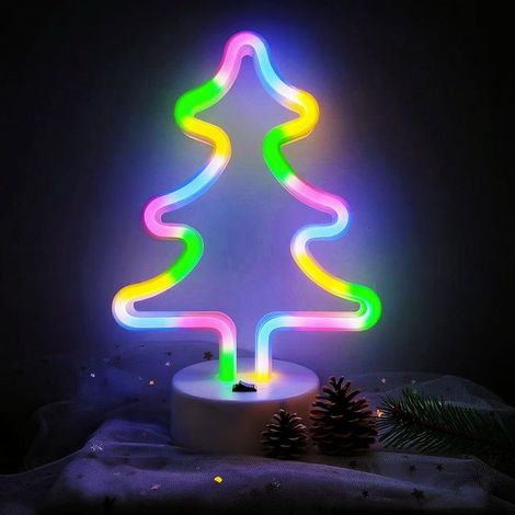 Panneau lumineux néon pour chambre à coucher, chevet, dortoir, décoration murale de Noël, veilleuse LED, décoration de table, cadeaux pour enfants, fête de Noël, alimentation par piles ou USB (1/5)