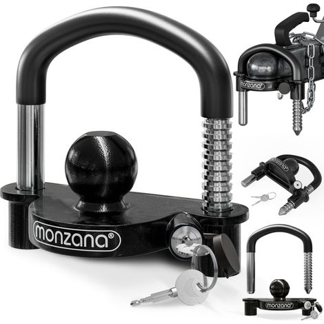 Monzana – Antivol verrou d’attelage remorque 50 mm – Cadenas avec anneau en acier – 2 clés incluses – Sécurise remorque et caravane