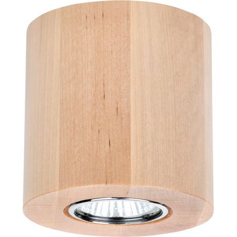Plafonnier en Bouleau Naturel Design Cylindre pour 1 Ampoule WOODDREAM (1/2)