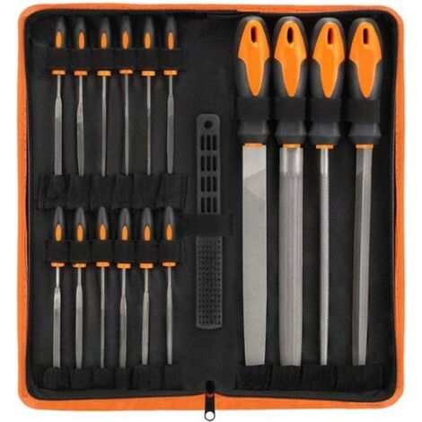 Coffret de 19 limes métalliques (plates, triangulaires, demi-rondes et rondes) avec étui de transport (1/5)
