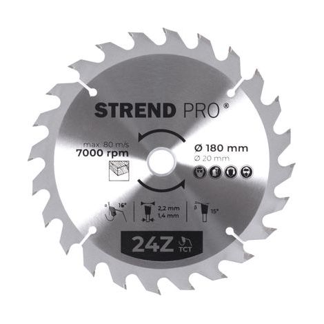 Scheibe Strend Pro TCT 180x2.2x20/16 mm 24T, für Holz, Sägeblatt, SK-Zähne