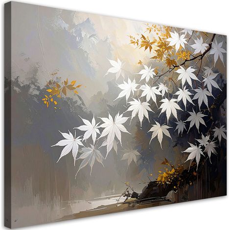 Cuadro en Lienzo Hojas de arce blanco-beige 30x20 (1/5)