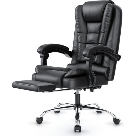 Office chair with footrest, bigzzia executive office chair with lumbar Support, Ergonomic Recliner Computer desk chairs, Swivel Chair, Black
