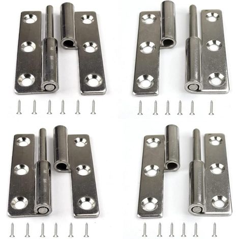 4 charnières amovibles de 7,6 cm, charnières de porte détachables, petite charnière à joint coulissant en acier inoxydable, charnière de porte amovible (2 pièces pour droite + 2 pièces pour gauche) (1/5)