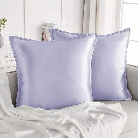 Taie Oreiller Satin 60x60 Lot de 2,pour Cheveux,Similaire Aux Taie d Oreiller en Soie,Housse de Coussin 60x60cm Viole TAIE OREILLER (1/5)