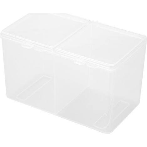 Boîte de rangement 2 grilles pour cotons, bâtonnets, vernis à ongles et poudre pailletée - Organiseur de maquillage. (1/5)