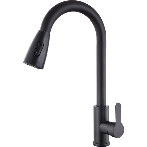 Schwarz edelstahl haushalt küche waschbecken pull-out wasserhahn teleskop rotierenden heißer und kalt