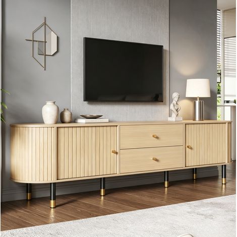 Mueble TV natural 180 cm con 2 cajones OKMYHOME (1/5)