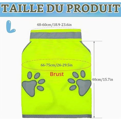 Veste Réfléchissant Vêtements Gilet Reflechissant Chien Gilet Sauvetage Chien Taille L (1/4)