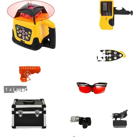 Nivel láser rotativo, función de autonivelación, amplio rango de medición, haz rojo de 1", enchufe europeo de 220V-240V (1/2)