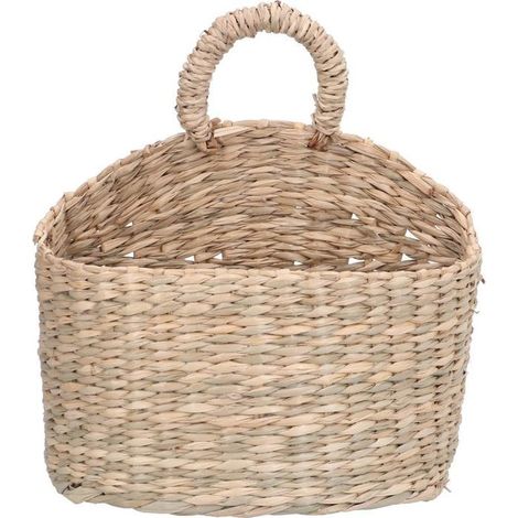 Panier mural tissé en fibre naturelle, rangement déco pour jardin intérieur et extérieur (1/5)
