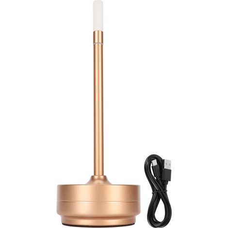 Lampe de table LED sans fil, tactile, rechargeable USB-C, dimmable, design élégant en aluminium rose gold, hauteur 26cm, base antidérapante (1/4)