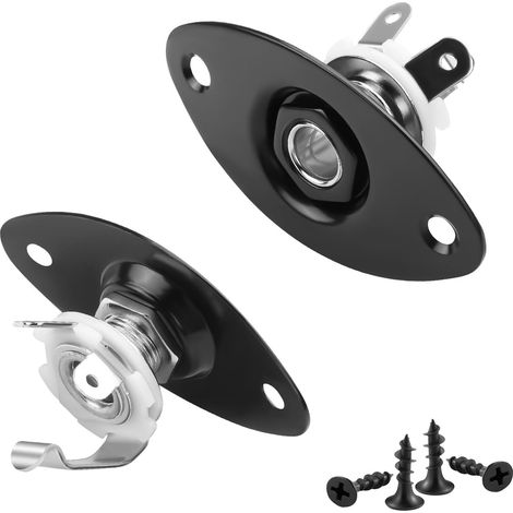 JSSEVN - Paquete de 2 conectores de entrada de guitarra ovalados soldados, conector de audio mono hembra TS de 6,35 mm, para reparación de producción de guitarras (1/5)