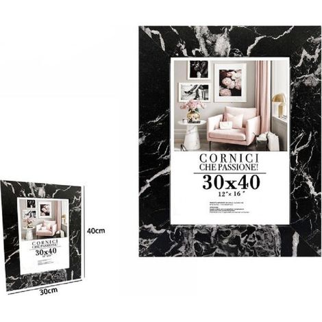 TrAdE Shop Traesio - Cornice Porta Foto Quadri Tele Poster 30 X 40cm Modello Effetto Marmo Nero 71675 -