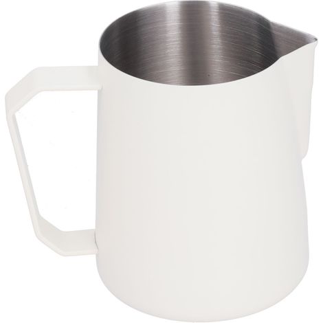 600 ml Milchkännchen aus Edelstahl 304 für Kaffeeschaum, spitzer Ausguss, ideal für Zuhause oder Cafés, weiße Farbe. (1/5)