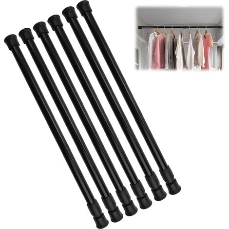 6 Pièces tringle rideau, extensible 30-50 cm, acier au carbone, sans perçage, antidérapant, pour fenêtre, armoire, placard (1/5)