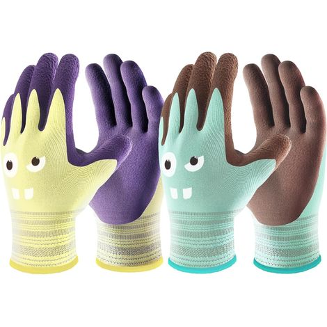 Children's Gardening Gloves 8-10 Years 2 Pairs Soft Modal Non-Slip Latex Coating Little Gardener Gift (1/5)